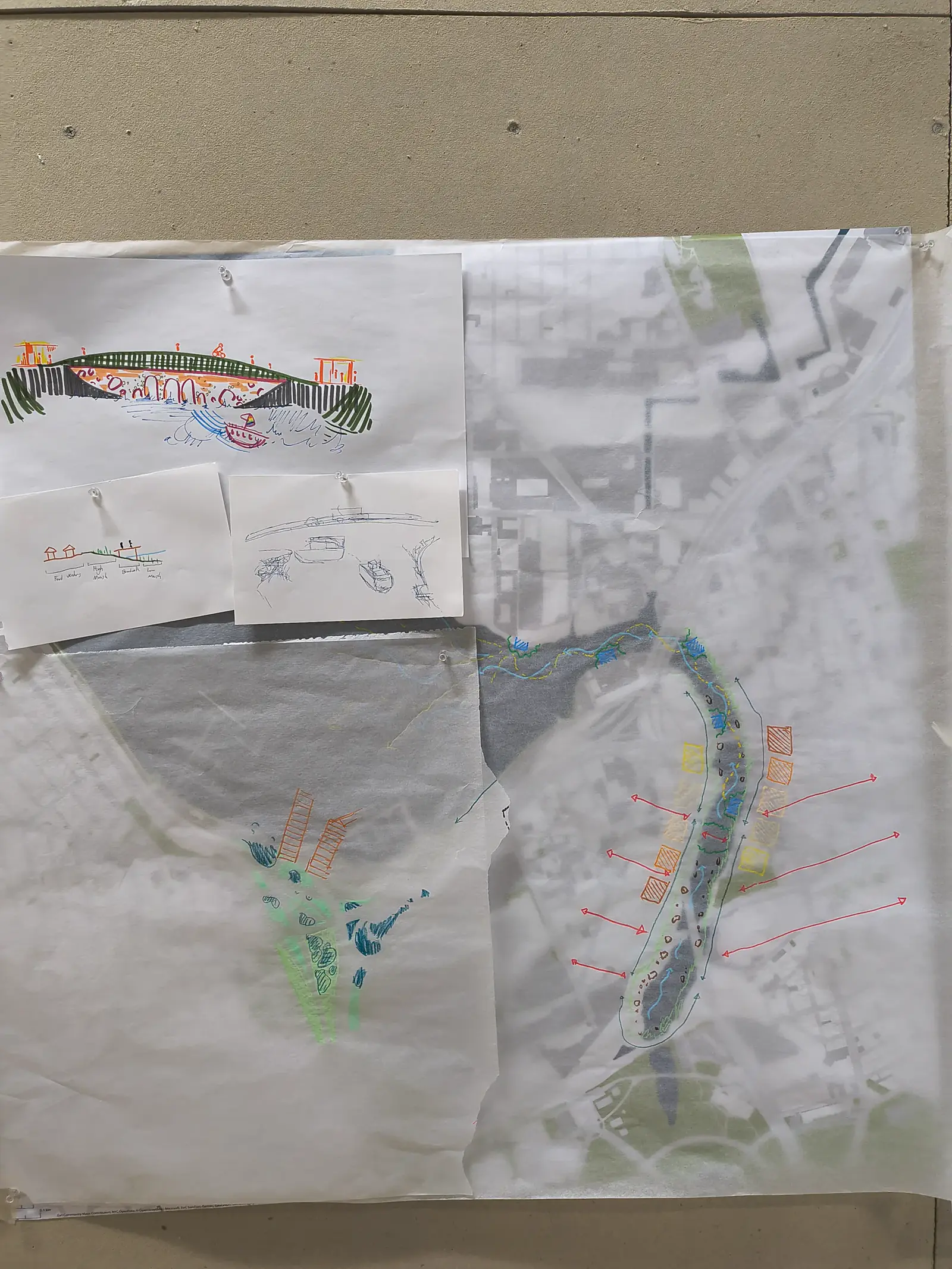 Hand-drawn collective framework map of Flushing Bay