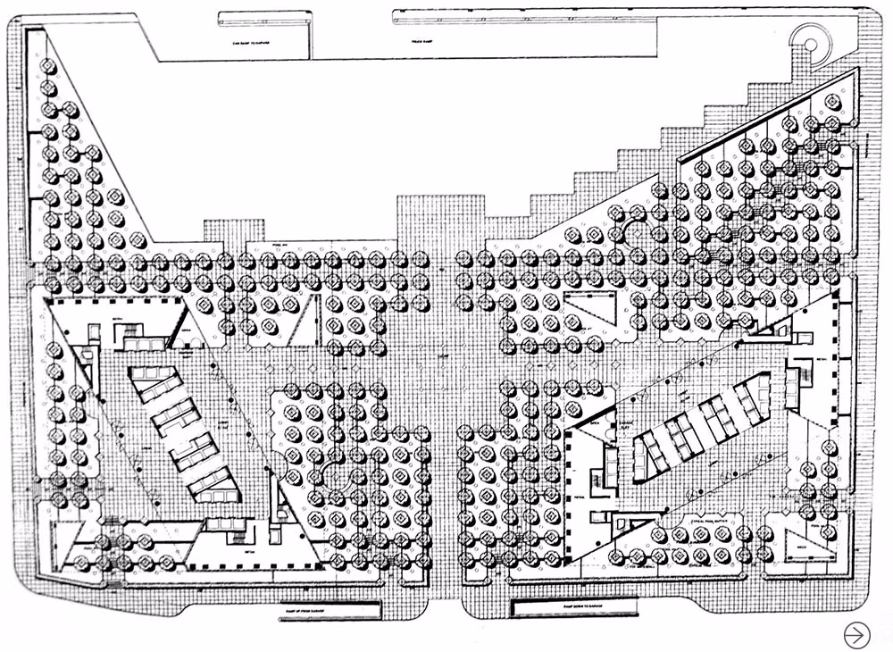 Dan Kiley, Fountain Place / Kiley Walker, Dallas, TX, 1985
