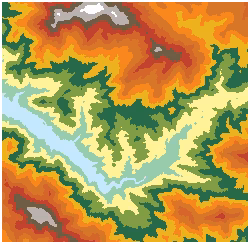 Colored digital elevation model