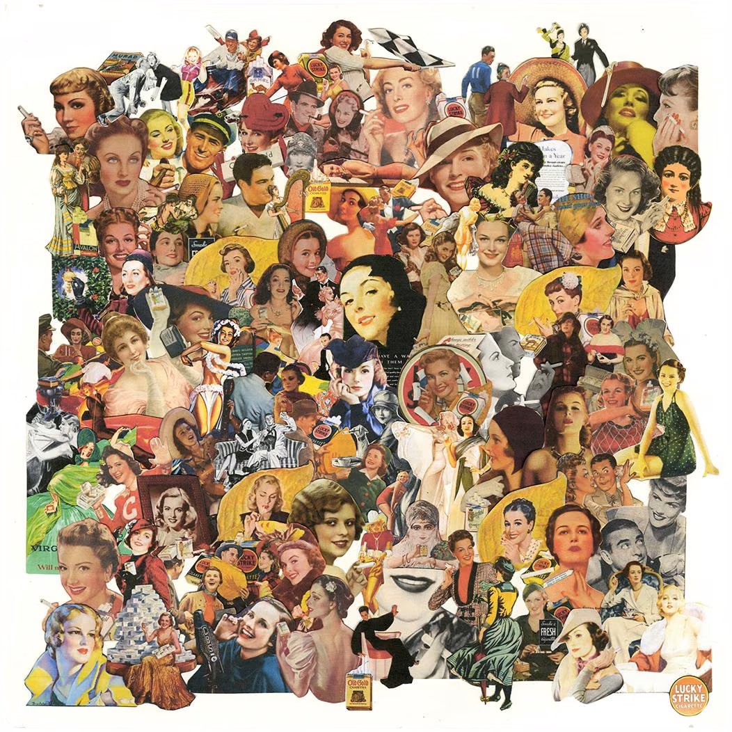 1960s cigarette advertising posters arranged as a grid